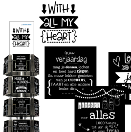 With all my heart 15x15 cm complete serie inclusief display in bruikleen, topkaart en backcards