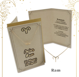 Horoscoopkaart met ketting | Ram | 6 stuks
