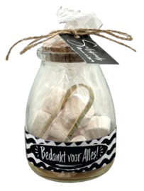 Glazen cadeaupot met Bruisballen | Bedankt voor Alles! | 6 stuks