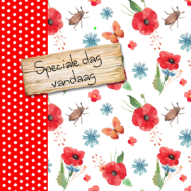 Bloemenkaartje Lovely Day | dubbel | 7x7 | 15 stuks | Vak 129