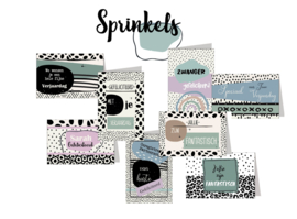 Sprinkels 63V - 10x15cm complete serie inclusief display in bruikleen, topkaart en backcards