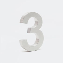 RVS 3D  huisnummer 3 - 20cm / Arial