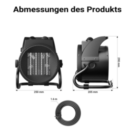 Keramische straalkachel 2000W | 3 standen | thermostaat | compact