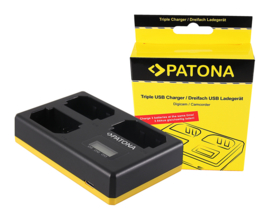 Triple lader acculader snel lader voor Sony NP-FZ100 Patona met USB-C kabel