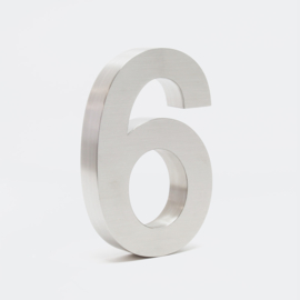 RVS 3D  huisnummer 6 - 20cm / Arial