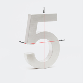 RVS 3D  huisnummer 5 - 20cm / Arial