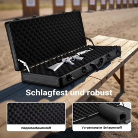 Wapenkoffer pistoolkoffer zwart | noppenfolie | 4 sloten - 84 x 34,5 x 11,7 cm