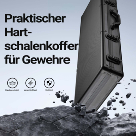 Wapenkoffer pistoolkoffer zwart | noppenfolie | 4 sloten - 84 x 34,5 x 11,7 cm
