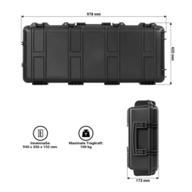 Wapenkoffer | geweerkoffer - 97,8 × 42 × 17,3 cm - IP67 | schuimrubber