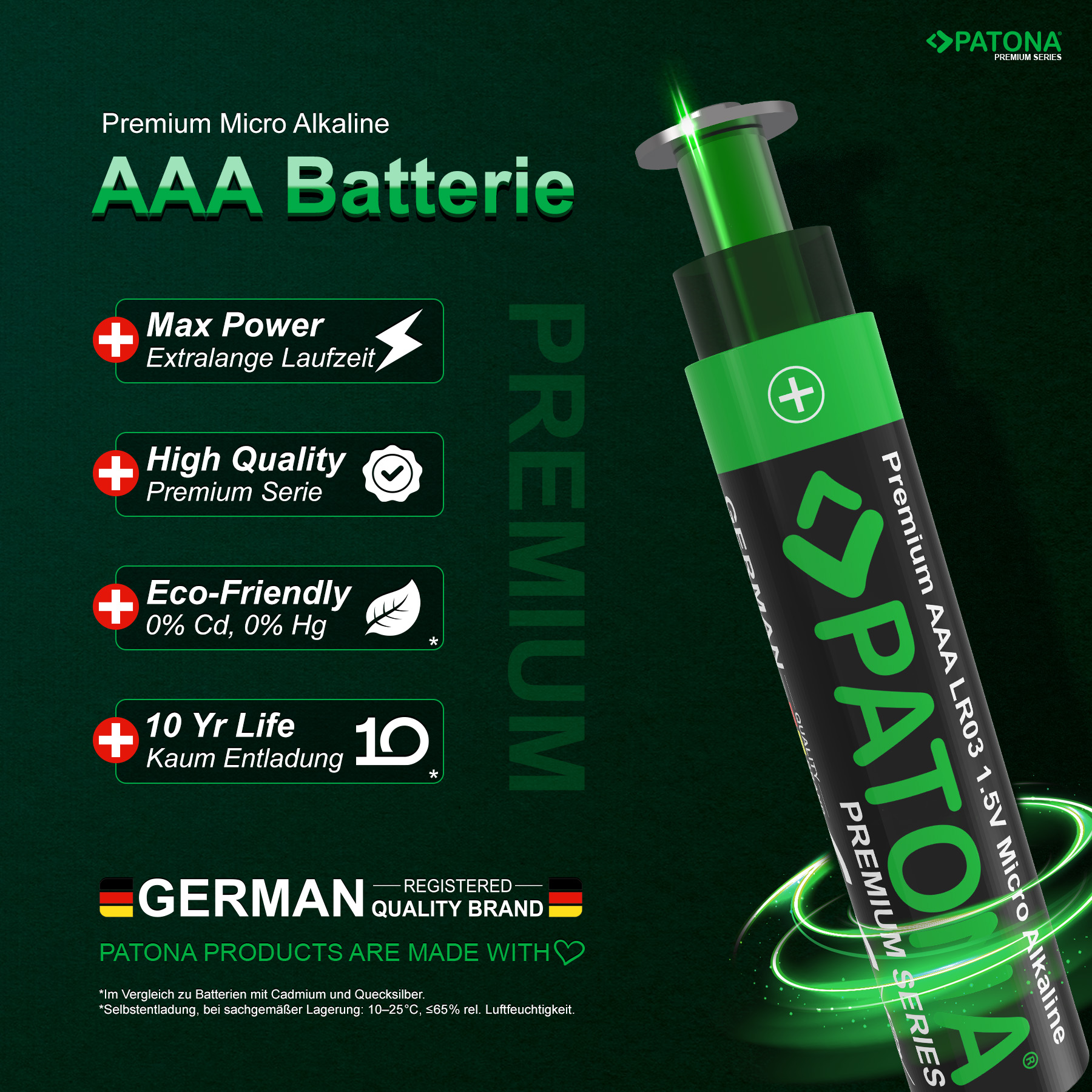 10x Premium Patona batterij AAA - micro LR03 | alkaline