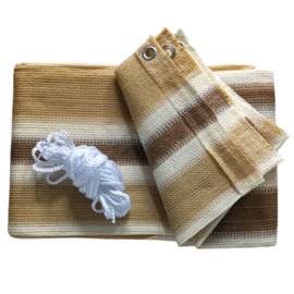 Balkon privacy scherm | balkondoek 0,90 m x 6,00 m - 180 g/m² - crème/beige/bruin gestreept