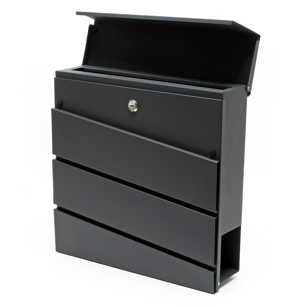 Moderne design brievenbus antraciet  - 370 x 105 x 370 mm