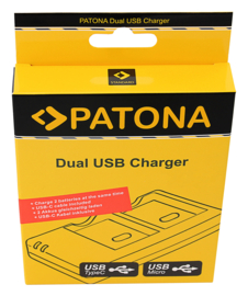 Duolader acculader snel lader voor Nikon EN-EL14  Patona incl. datakabel (USB-C)