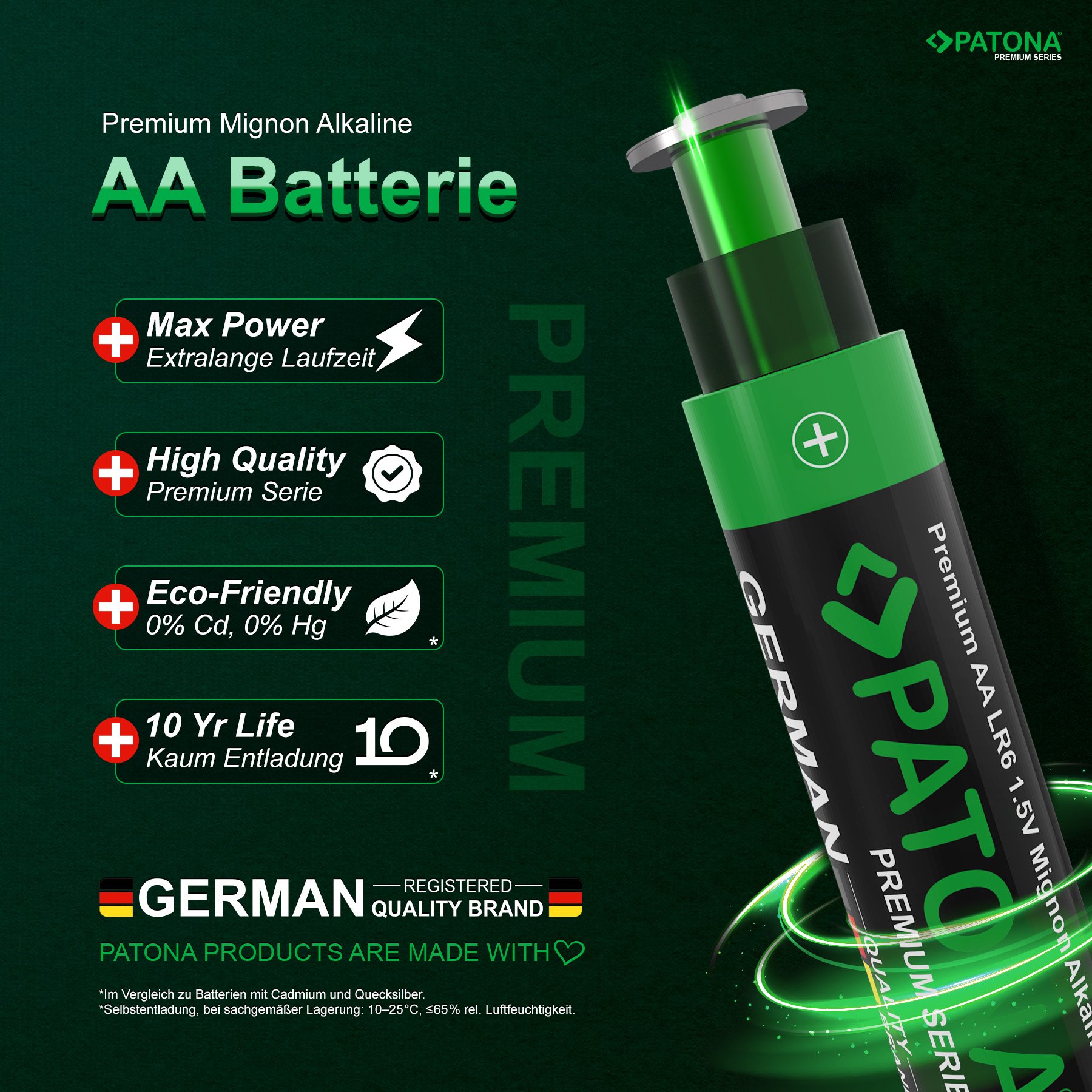 10x Premium Patona batterij AA - mignon LR06 | alkaline