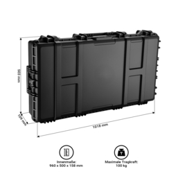 Wapenkoffer | geweerkoffer - 101,8 x 56,3 x 18,9 cm | schuimrubber | wielen