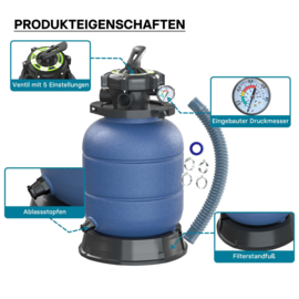 Zwembad zandfilter met 5 positie klep zonder pomp