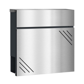 Brievenbus met krantenvak RVS  - 370 x 110 x 370 mm