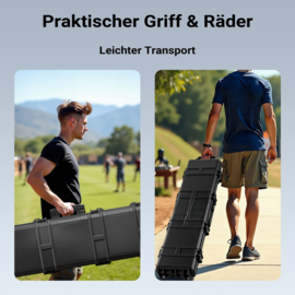 Wapenkoffer | geweerkoffer - 137,8 x 38,3 x 17,5 cm | schuimvulling | wielen