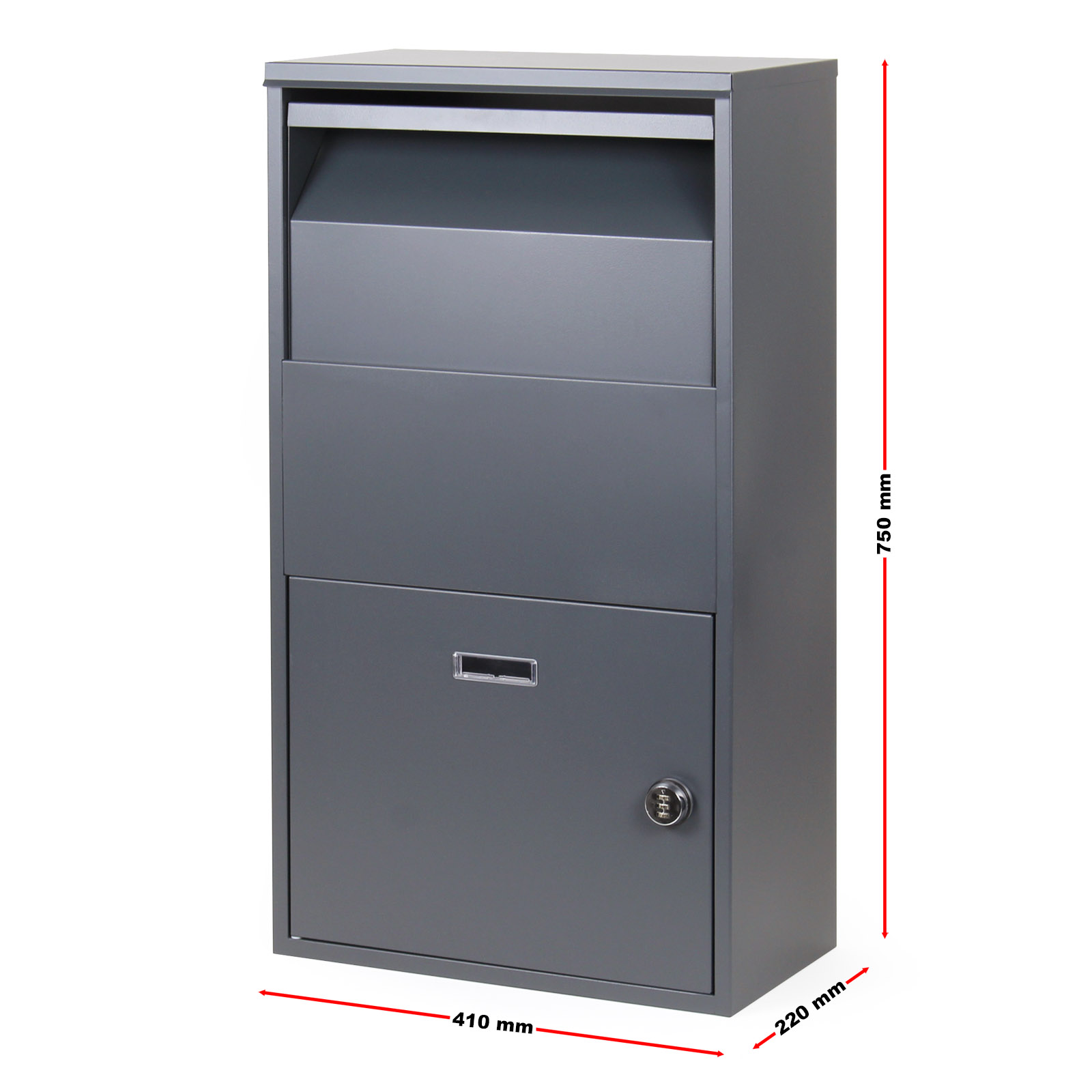 Pakket box grijs  - 410 x 220 x 750 mm / Pakketbrievenbus - staand
