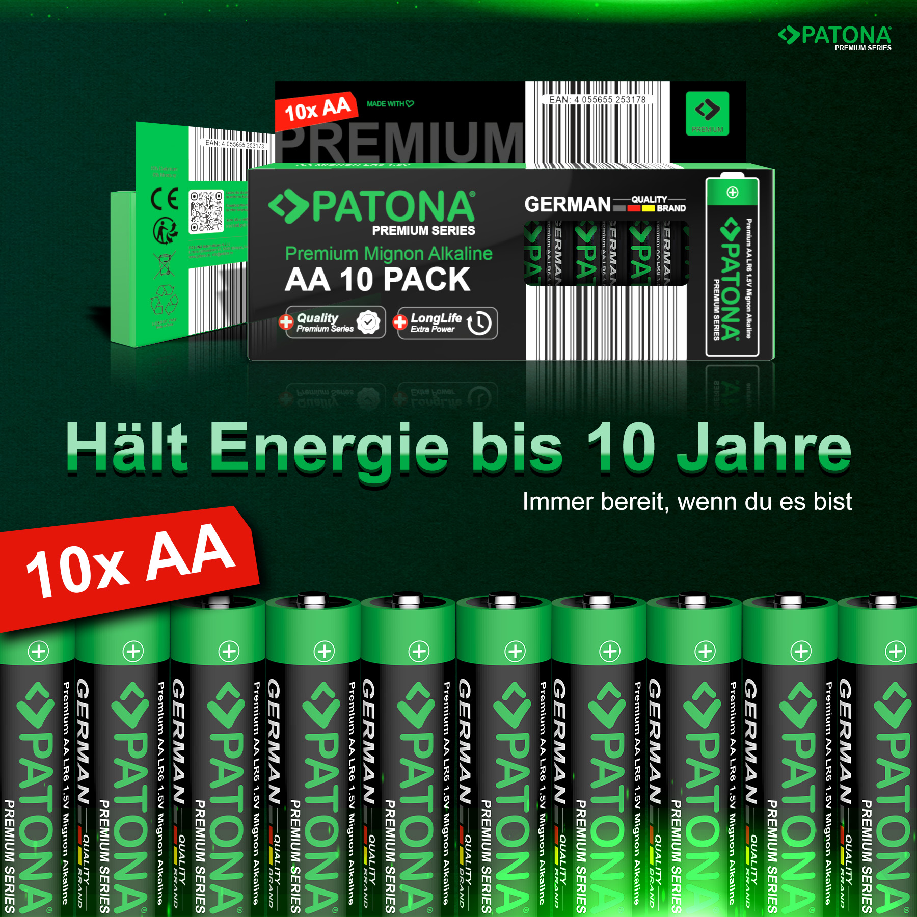 10x Premium Patona batterij AA - mignon LR06 | alkaline
