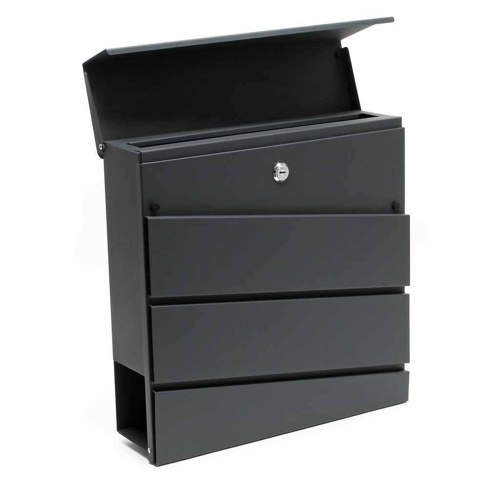 Moderne design brievenbus antraciet  - 370 x 105 x 370 mm