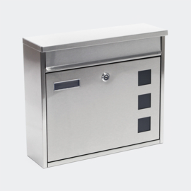 Design brievenbus RVS (kleur grijs) - afsluitbaar /  36 x 32 x 11,5 cm