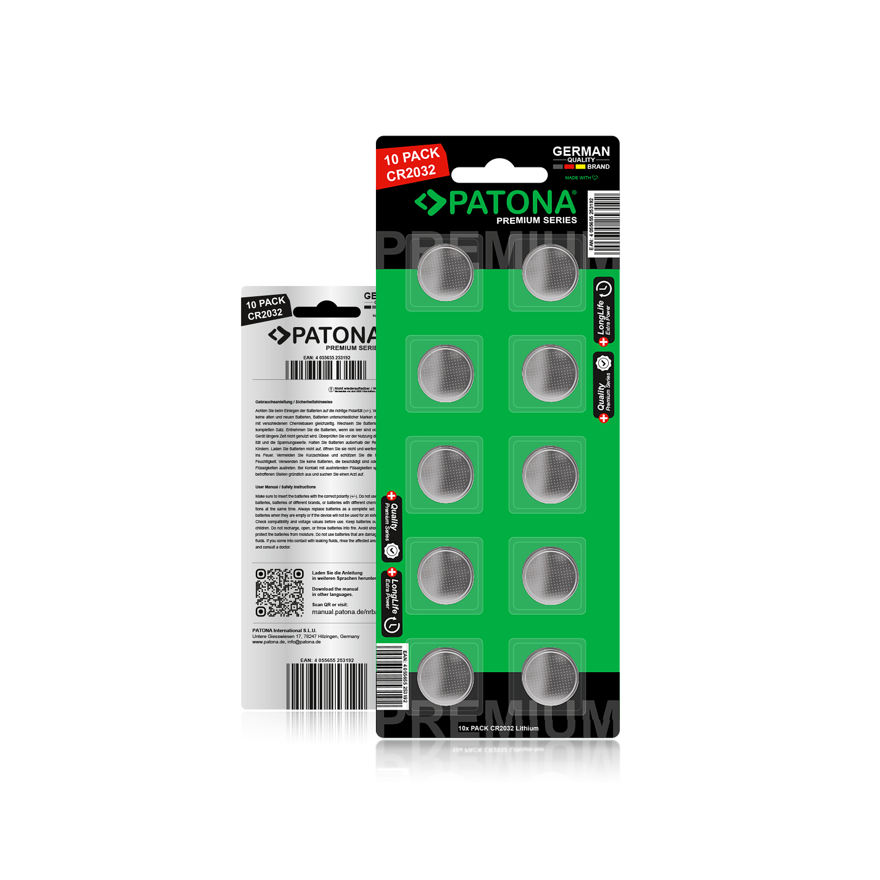10x Premium Patona knopcel CR3032 - 3V