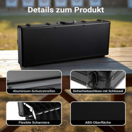 Wapenkoffer pistoolkoffer zwart | noppenfolie | 4 sloten - 84 x 34,5 x 11,7 cm
