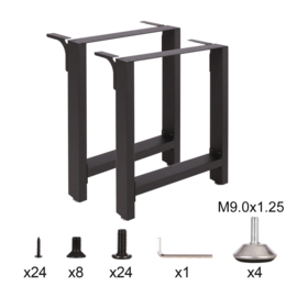 Tafelpoten / frame zwart 60 x 72 cm - gecoat staal