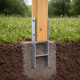 H-anker paaldrager | paalhouder 91 x 600 mm | verzinkt