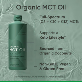 Organic MCT Oil - Full Spectrum: C8 + C10 + C12 - 473ml - Sport Research