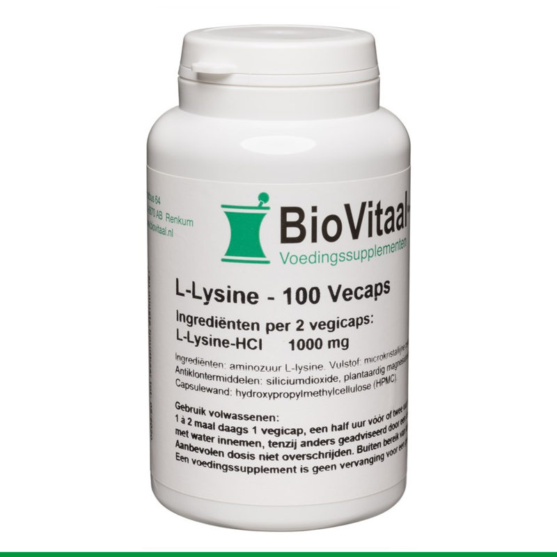 Biovitaal - Vera Supplements - L-Lysine - 1000mg per 2 vegicaps - 100 vegicaps