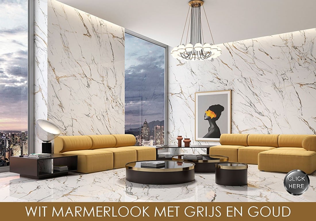 WIT MARMERLOOK MET GRIJS EN GOUD