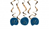 Hangdecoratie Elegant True Blue 60 jaar 5stuks