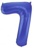 Blauw Metallic Mat Folie Ballon Nummer 7-86 cm