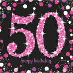 Servetten Sparkling Pink 50 jaar