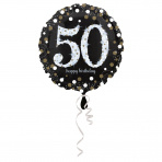folieballon 50 jaar 43 cm  Sparkling Gold (wordt leeg geleverd)