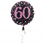 folieballon 60  jaar 43 cm  Sparkling Pink (wordt leeg geleverd)