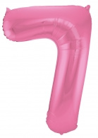 Roze Metallic Mat Folie Ballon Nummer 7-86 cm