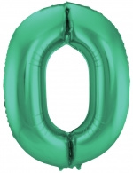 Groen Metallic Mat Folie Ballon Nummer 0-86 cm