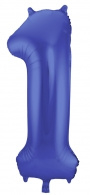 Blauw Metallic Mat Folie Ballon Nummer 1-86 cm
