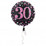 folieballon 30  jaar 43 cm  Sparkling Pink (wordt leeg geleverd)