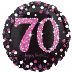 folieballon 70  jaar 43 cm  Sparkling Pink (wordt leeg geleverd)