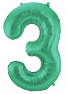 Groen Metallic Mat Folie Ballon Nummer 3-86 cm