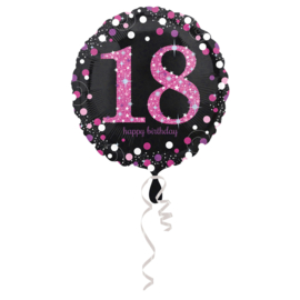 folieballon 18 jaar 43 cm  Sparkling Pink (wordt leeg geleverd)
