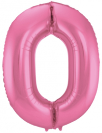 Roze Metallic Mat Folie Ballon Nummer 0-86 cm