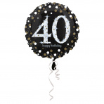 folieballon 40 jaar 43 cm  Sparkling Gold (wordt leeg geleverd)