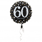 folieballon 60 jaar 43 cm  Sparkling Gold (wordt leeg geleverd)