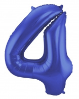 Blauw Metallic Mat Folie Ballon Nummer 4-86 cm