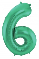 Groen Metallic Mat Folie Ballon Nummer 6-86 cm